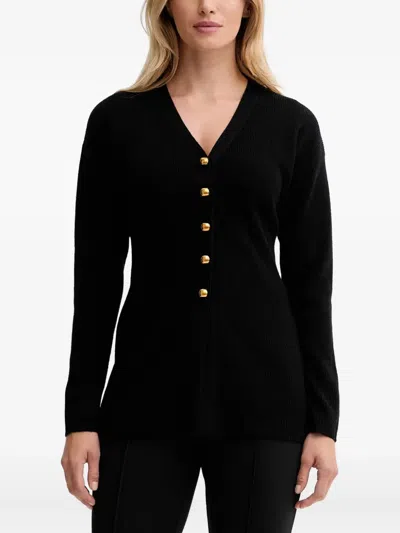 Isabelle Blanche Button-up V-neck Cardigan In Black