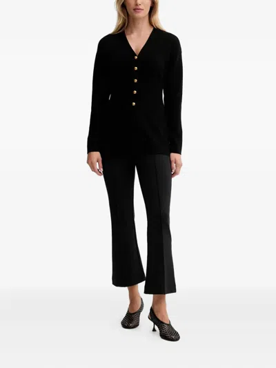 Isabelle Blanche Button-up V-neck Cardigan In Black