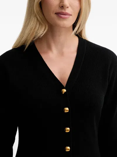 Isabelle Blanche Button-up V-neck Cardigan In Black