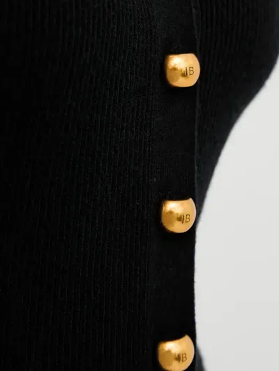 Isabelle Blanche Button-up V-neck Cardigan In Black