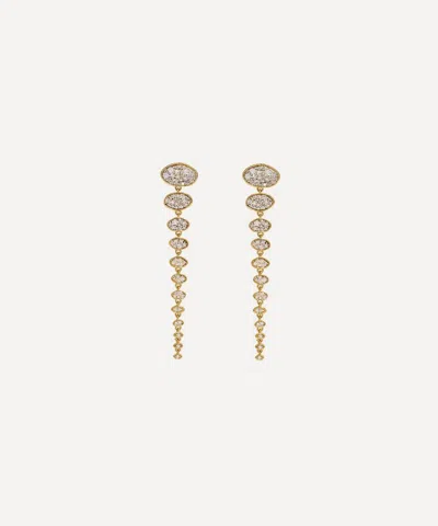 By Pariah 14ct Gold Long Diamond Cluster Drop Earrings In Gold