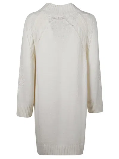 Ermanno Firenze Cable-knit Embroidered Dress In White