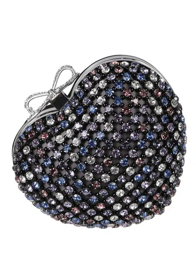 Self-portrait Crystal Heart Clutch Bag In Multi