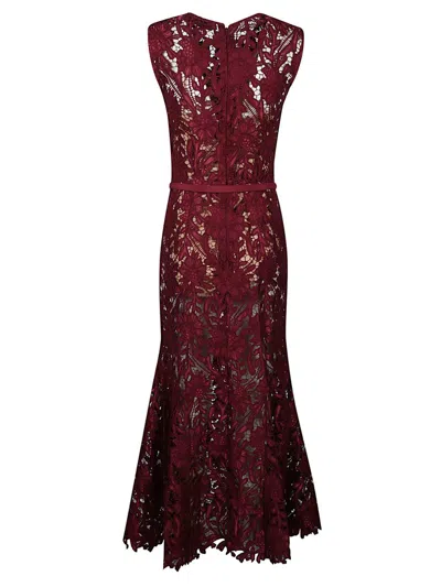 Self-portrait Burgundy Guipure Lace Midi Dresses Bordeaux In Burgundy