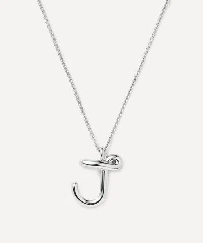 Missoma Sterling Silver Curly Molten J Initial Pendant Necklace In Gold
