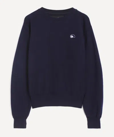 Aaron Levine Mens Navy Crew-neck Sweatshirt In Blue