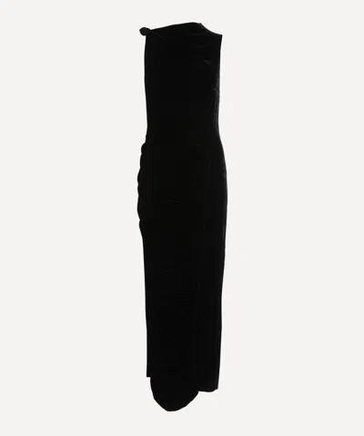 Rotate Birger Christensen Women's Velvet Ruched Midi Dress In Black