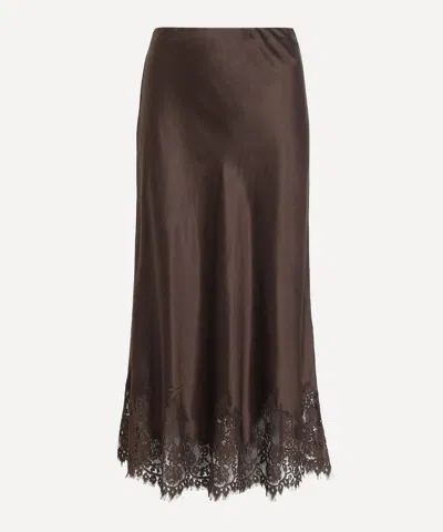 Reformation Women's Carolina Black Bean Silk Lace Skirt In Brown