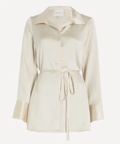 Reformation Women's Camilla Almond Silk Shirt In Neutral