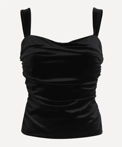 Reformation Trish Ruched Velvet Tank In Black