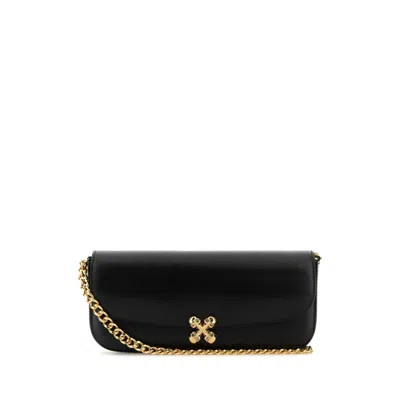 Alexander Mcqueen Women Black Leather Skull Flower Crossbody Bag In Black