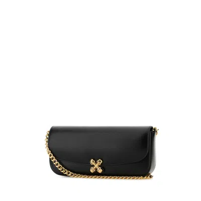 Alexander Mcqueen Women Black Leather Skull Flower Crossbody Bag In Black