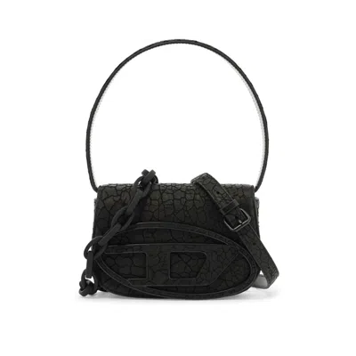 Diesel 1dr Shoulder Bag In Denim Color Black In Black