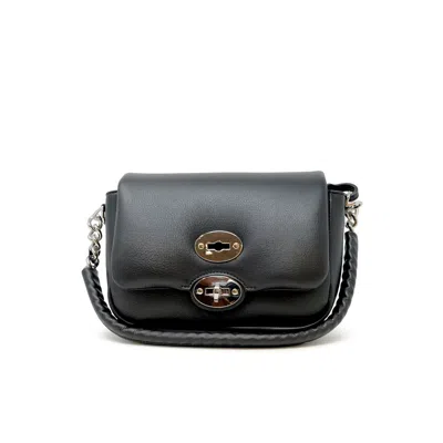 Zanellato Black Postina Ella Piuma Chain Leather Bag In Black