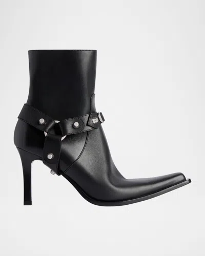 Balenciaga City Calfskin Heeled Ankle Boots In Black