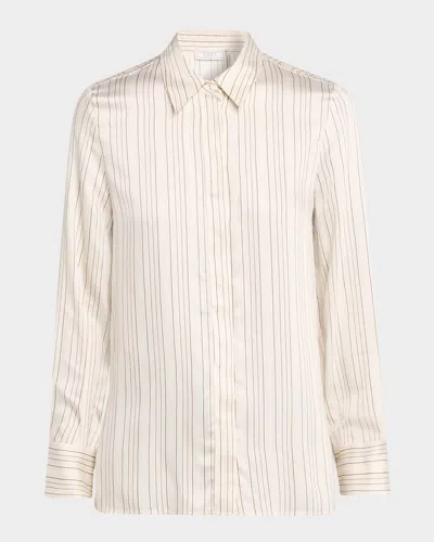 Peserico Striped Button-down Blouse In Gray