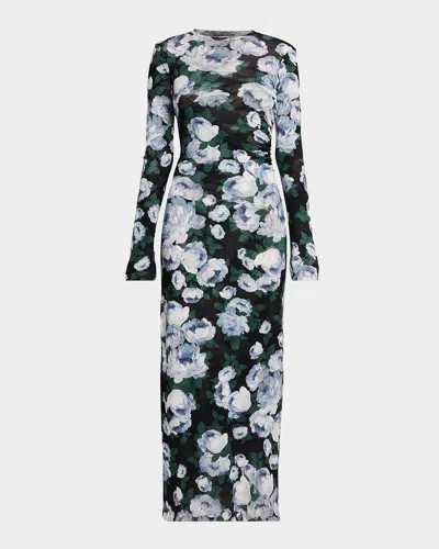 Stella Mccartney Bunch Of Roses Mesh Long Dress Dresses Multicolor In Green