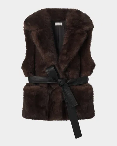 A.l.c Devon Faux Fur Vest In Brown