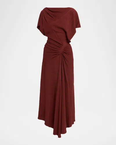 A.l.c Dena Draped Crepe Midi Dress In Red