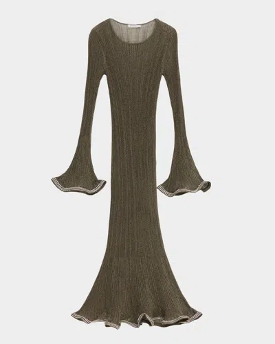Simkhai Chessie Embellished Knit Midi Dress In Green