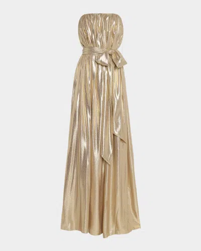 Ramy Brook Chiara Silk Lame Strapless Maxi Dress In Gold