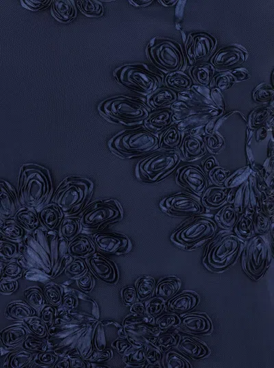 Rotate Birger Christensen Blue Long Dress With Floral Embellishment In Fabric Woman In Blue