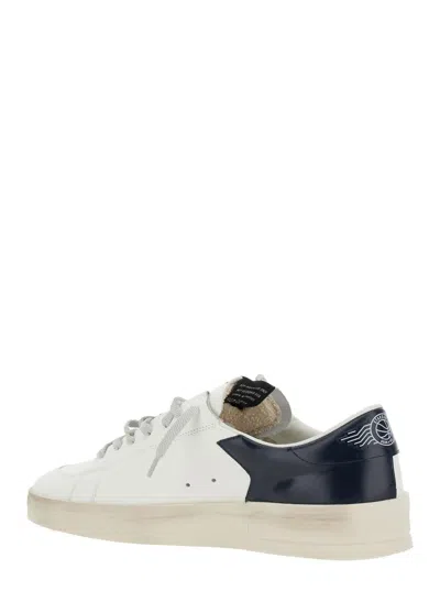 Golden Goose Mens Standard In White Leather With Grey Suede Star And Blue Leather Heel In Neutral