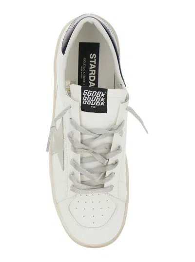 Golden Goose Mens Standard In White Leather With Grey Suede Star And Blue Leather Heel In Neutral