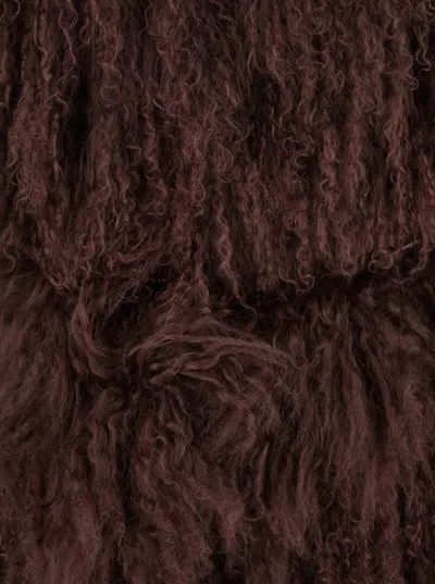 Numero Otto Brown Fur Coat With Round Neck And Long Sleeves In Fur Woman In Brown