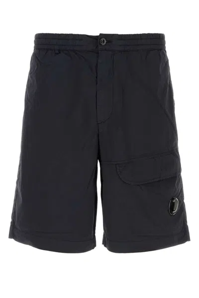 C.p. Company C.p.company Midnight Blue Stretch Cotton Blend Bermuda Shorts In Blue