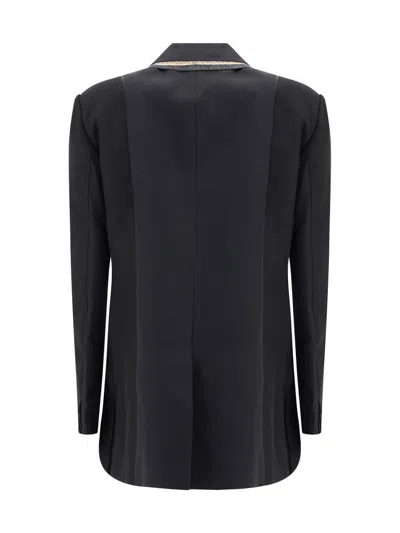 Sacai Double-breasted Blazer With Double Revers In Black