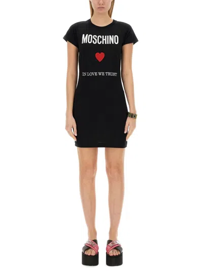 Moschino Black Cotton Jersey Dress In Black