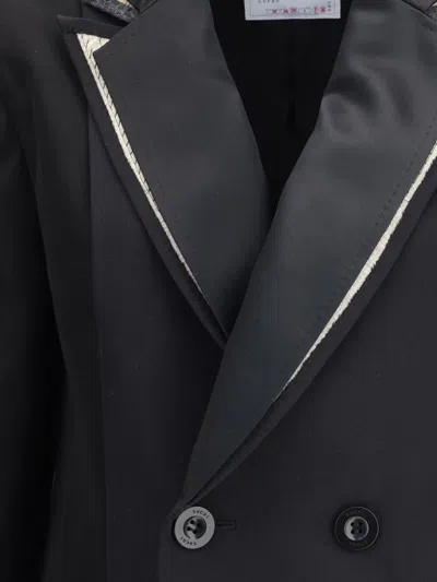 Sacai Double-breasted Blazer With Double Revers In Black