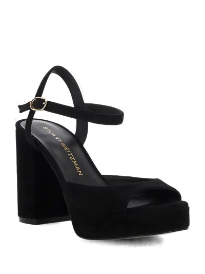 Stuart Weitzman High Block Heel Sandals With Platform Sole In Black
