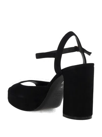 Stuart Weitzman High Block Heel Sandals With Platform Sole In Black