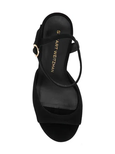 Stuart Weitzman High Block Heel Sandals With Platform Sole In Black