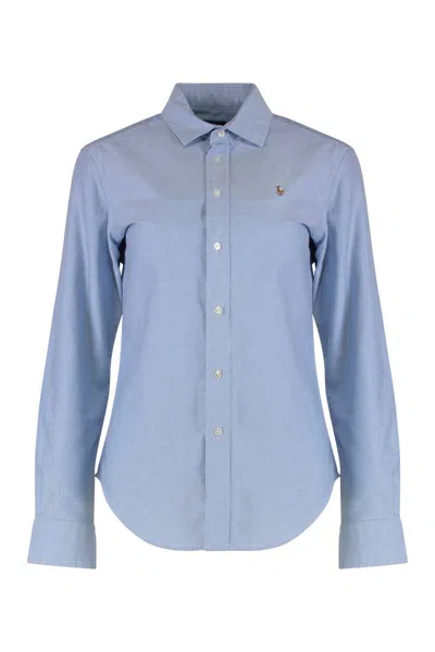 Polo Ralph Lauren Logo Embroidery Cottond Shirt In Blue