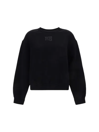 Alexander Wang Relaxed Fit Crew Sweatshirt With Puff Paint Logo In Black