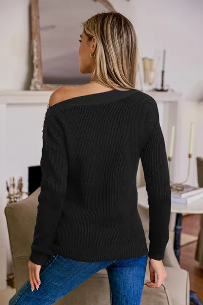 Cupshe Soft & Simple Black Sweater In Black