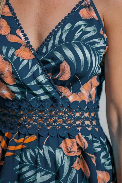 Cupshe Tropical Sleeveless Crochet Mini Dress In Blue