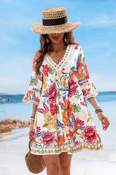 Cupshe Field Notes Floral Mini Dress In Red