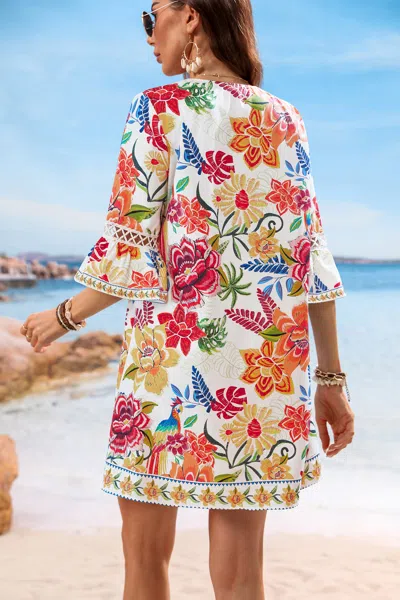 Cupshe Field Notes Floral Mini Dress In Red