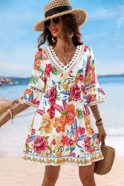 Cupshe Field Notes Floral Mini Dress In Red