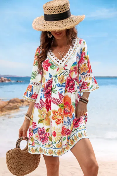 Cupshe Field Notes Floral Mini Dress In Red