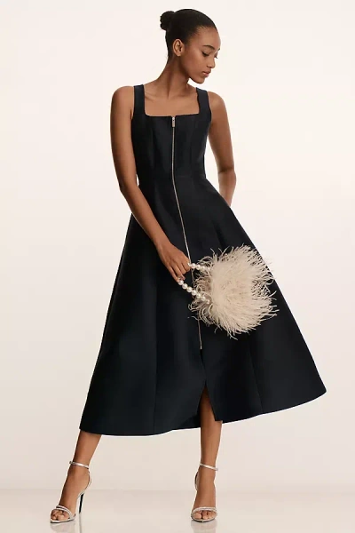 Aligne Paisley Sleeveless Satin Midi Dress In Blue