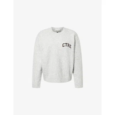 The Couture Club Womens  Logo-embroidered Relaxed-fit Knitted Jumper In Gray