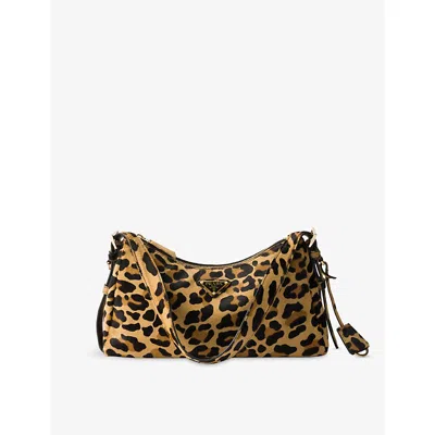 Prada Aimèe Medium Printed Leather Shoulder Bag In Neutral