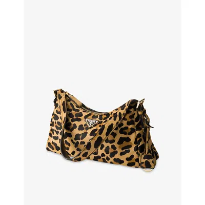 Prada Aimèe Medium Printed Leather Shoulder Bag In Neutral