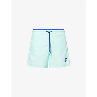 Vilebrequin Mens Celadon Moka Logo-embroidered Woven Swim Shorts In Blue