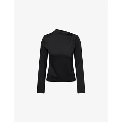 Theory Twist Neck Top In Cotton Jersey In Black